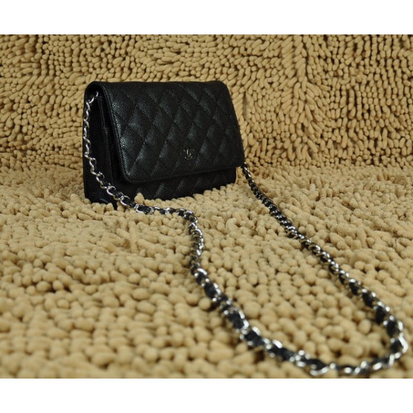 Chanel A33814 Caviar Muir Portefeuilles Noir Avec Hw Argent