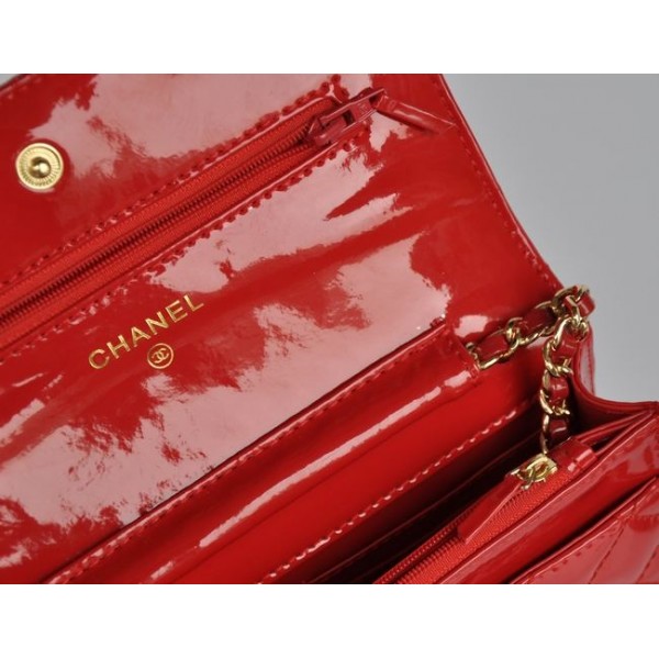 Chanel A33814 Muir Rouge Avec Des Portefeuilles Di Brevetti Dor