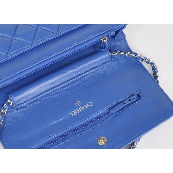 Chanel A33814 Portefeuilles Muir Dagneau En Bleu Dargent Avec