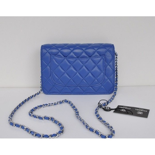 Chanel A33814 Portefeuilles Muir Dagneau En Bleu Dargent Avec