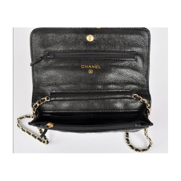 Chanel A33814 Portefeuilles Muir En Noir Avec Caviale Da Inizion