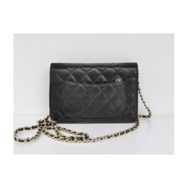 Chanel A33814 Portefeuilles Muir En Noir Avec Caviale Da Inizion