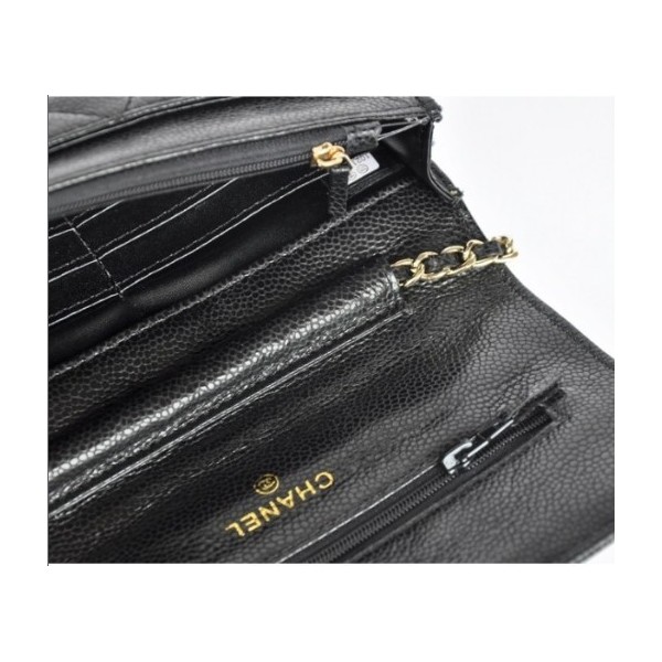 Chanel A33814 Portefeuilles Muir En Noir Avec Caviale Da Inizion