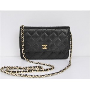 Chanel A33814 Portefeuilles Muir En Noir Avec Caviale Da Inizion