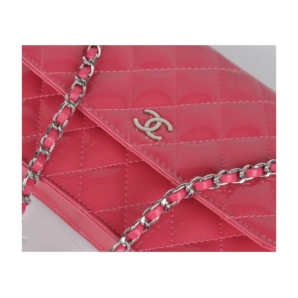 Chanel A33814 Portefeuilles Muir Verni En Rouge Peach Avec Shw