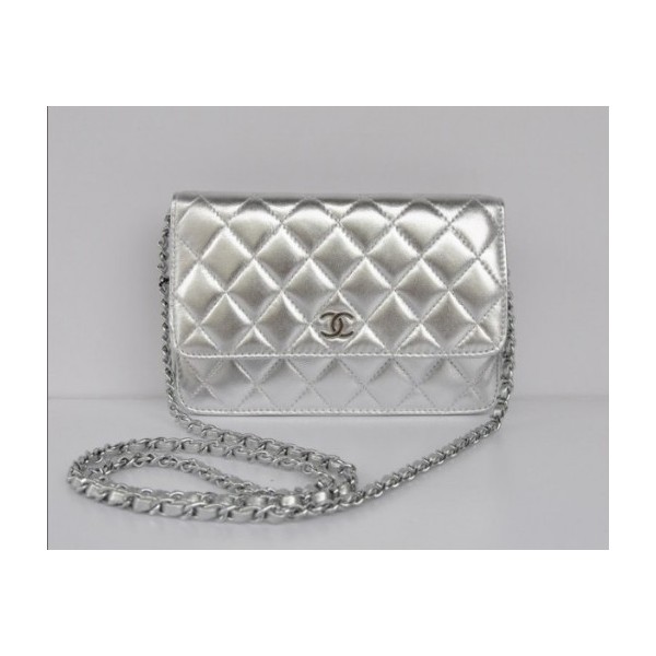 Chanel A33814 Portefeuilles Dargent Argent Avec Hw Agneau