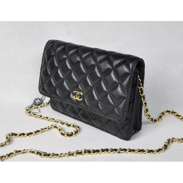 Chanel A33814 Y01480 Portefeuilles 3906 Noir Avec En Agneau Oro