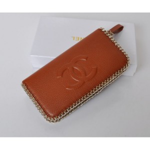 Chanel Portefeuilles Marron Zip Veau Avec Bc Logo