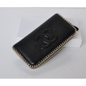 Chanel Portefeuilles Noir Zip Veau Avec Bc Logo