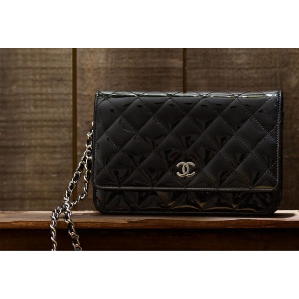 Portefeuilles Chanel A33814 Muir Verni En Noir Avec Shw