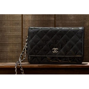 Portefeuilles Chanel A33814 Muir Verni En Noir Avec Shw