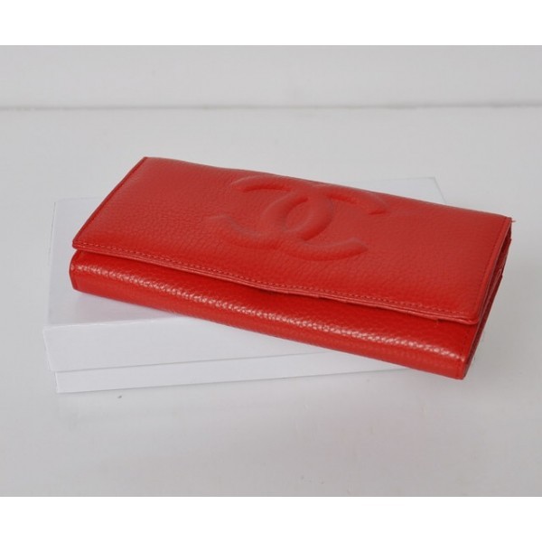 Portefeuilles Classiques Vachette Rouge De Chanel Cc Logo Riliev