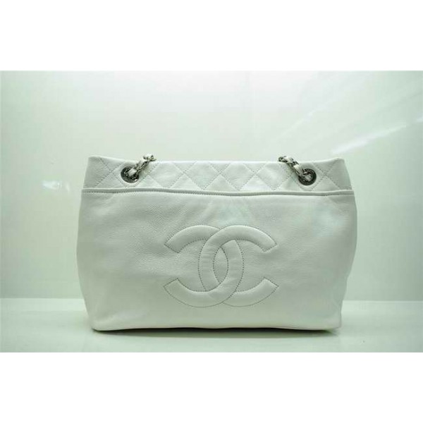 Chanel 2010 Bianco In Pelle Borse Caviar Con Chanel Firma