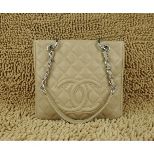 Chanel A20994 Caviar Leather Tote Shopping Gst Beige Con Shw