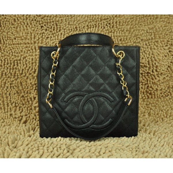 Chanel A20994 Gst Shopping Tote In Pelle Nera Caviar Con Ghw