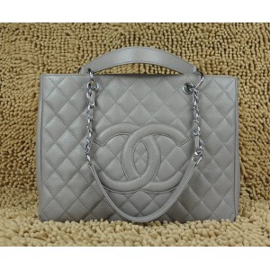 Chanel A20995 Classic Grigio Caviar Leather Gst Shopping Bags