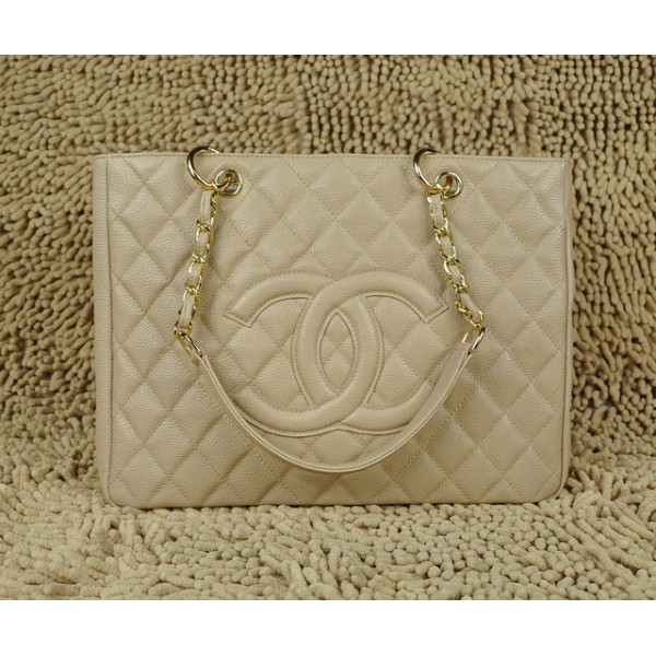 Chanel A20995 Gst Shopping Tote In Pelle Caviar Beige Con Ghw