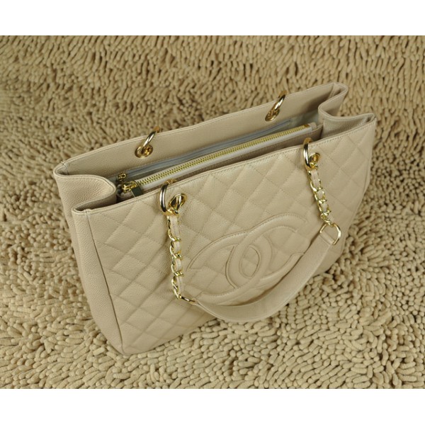 Chanel A20995 Gst Shopping Tote In Pelle Caviar Beige Con Ghw