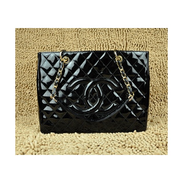 Chanel A20995 Gst Shopping Tote In Vernice Nera Con Ghw