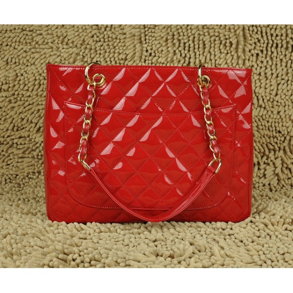 Chanel A20995 Gst Tote In Vernice Rossa Con Hardware Oro