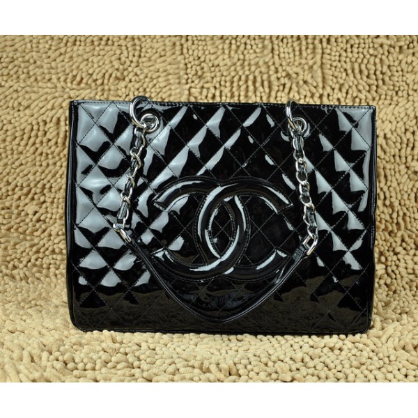 Chanel A20995 Vernice Nera Gst Shopping Tote Con Shw