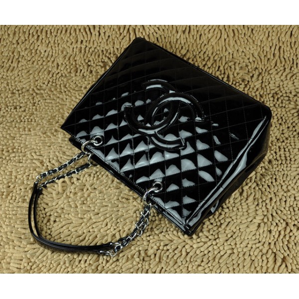 Chanel A20995 Vernice Nera Gst Shopping Tote Con Shw