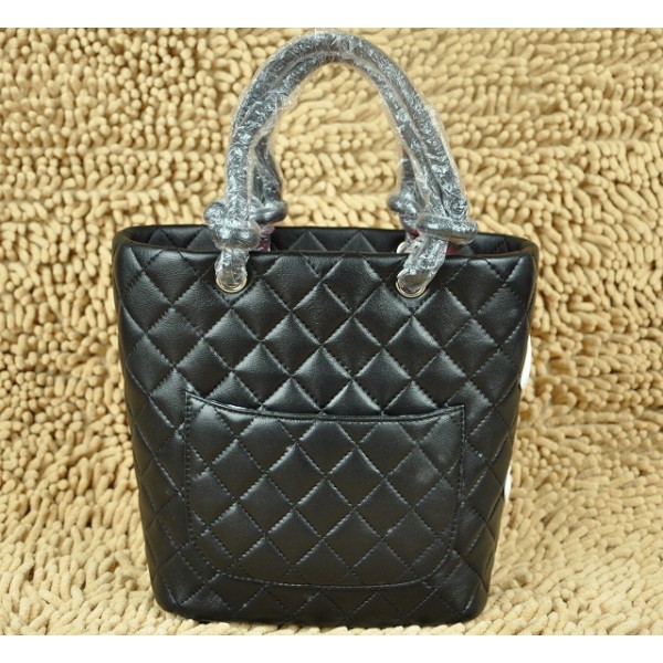 Chanel A25167 Nero Agnello Bag Piccola Shopping Bianco Logo Cc