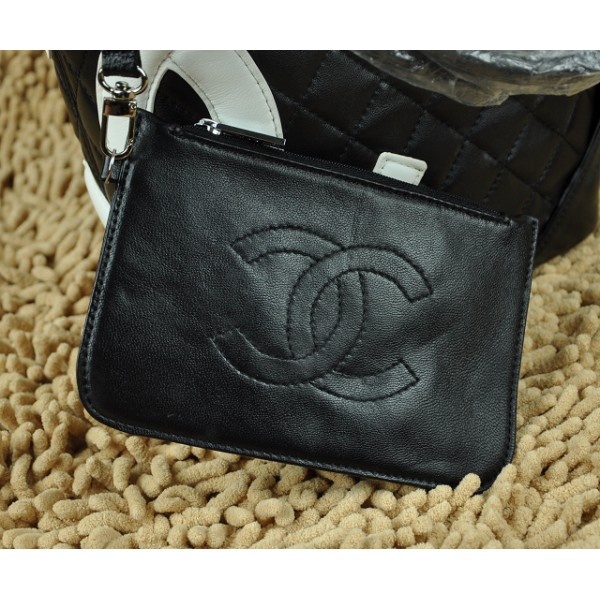 Chanel A25167 Nero Agnello Bag Piccola Shopping Bianco Logo Cc