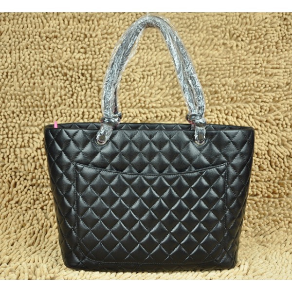 Chanel A25169 Nero Agnello Borsa Bianco Logo Cc Grande Centro Co