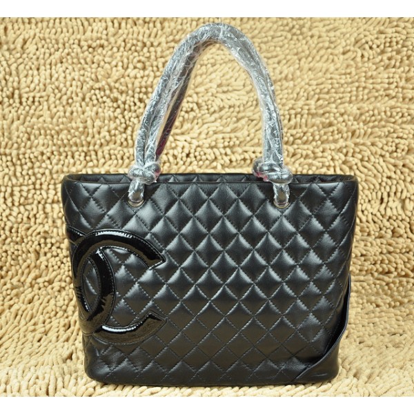 Chanel A25169 Borsa In Pelle Di Agnello Nero Con Logo Cc Vernice