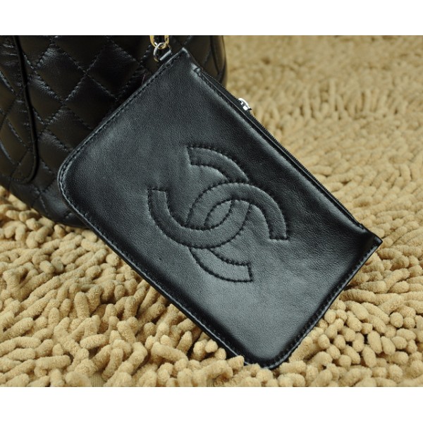 Chanel A25169 Borsa In Pelle Di Agnello Nero Con Logo Cc Vernice