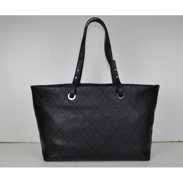 Chanel A48020 Nero Grande Borsa Trapuntata Di Vitello Grana