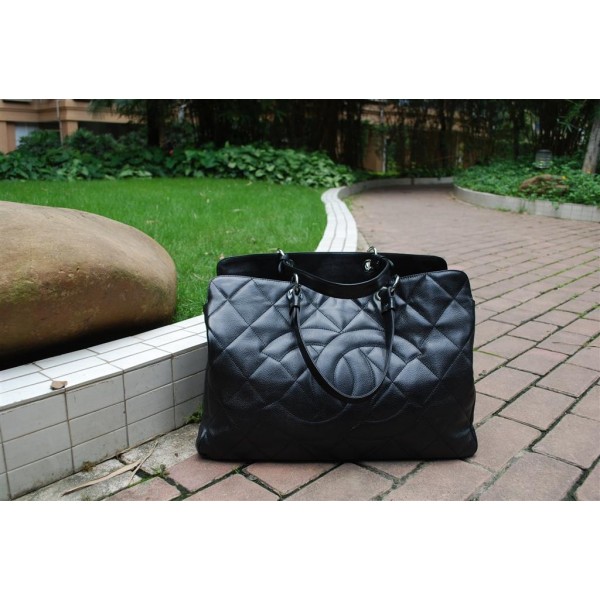 Chanel Classic Trapuntato In Pelle Fiore Nera Large Tote