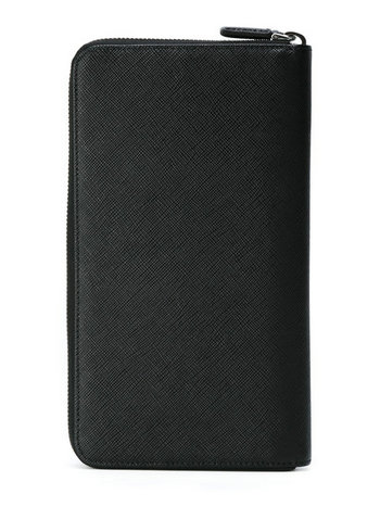 Prada logo plaque vertical wallet Uomo Nero