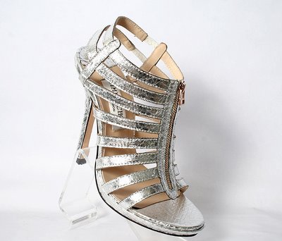 Jimmy Choo Glenys Watersnake Sandals in silver