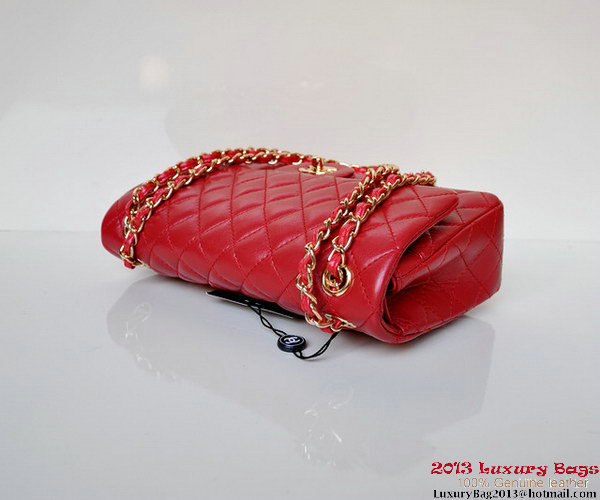 Chanel A01112 Classic Flap Bag Red Sheepskin Gold