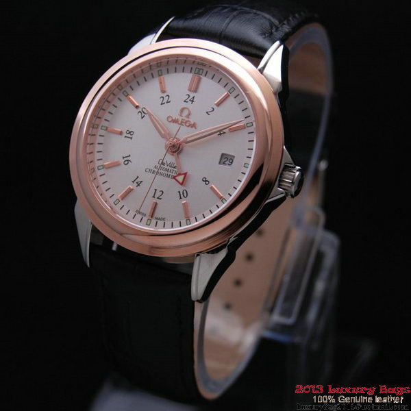 OMEGA DE VILLE Automatic Chronometer Red Gold on Black Leather Strap OM77211