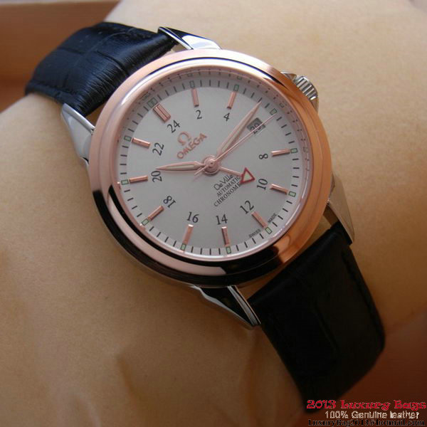 OMEGA DE VILLE Automatic Chronometer Red Gold on Black Leather Strap OM77211