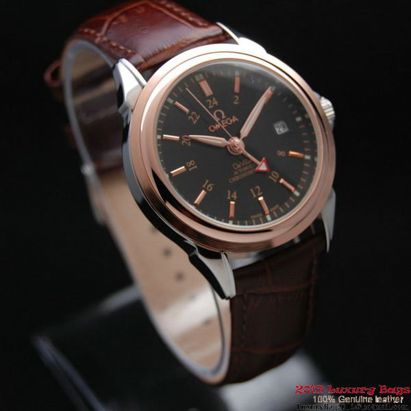 OMEGA DE VILLE Automatic Chronometer Red Gold on Brown Leather Strap OM77212