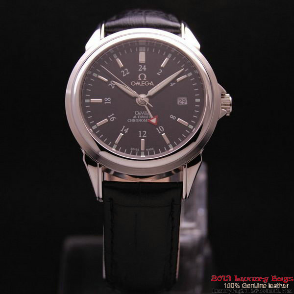 OMEGA DE VILLE Automatic Chronometer Steel on Black Leather Strap OM77204