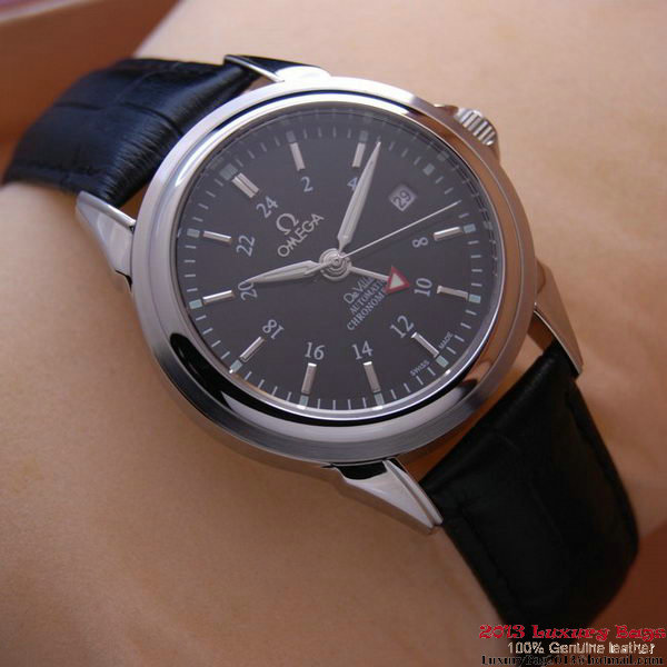 OMEGA DE VILLE Automatic Chronometer Steel on Black Leather Strap OM77204