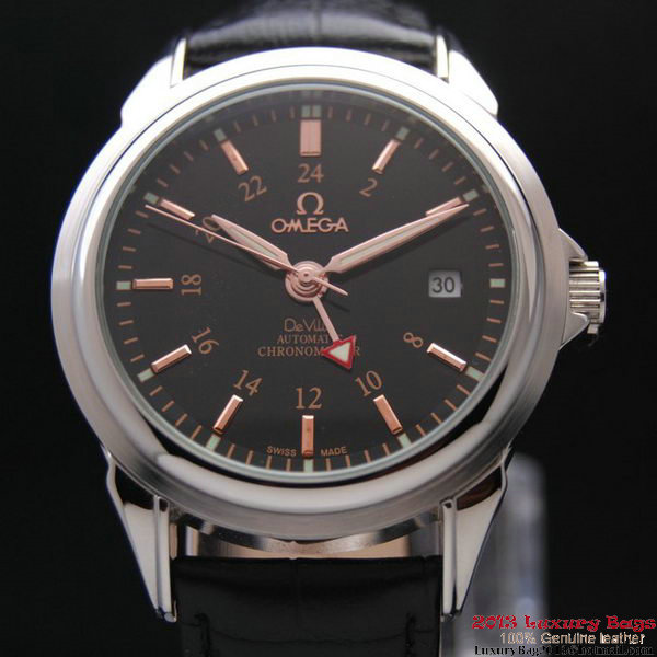 OMEGA DE VILLE Automatic Chronometer Steel on Black Leather Strap OM77205