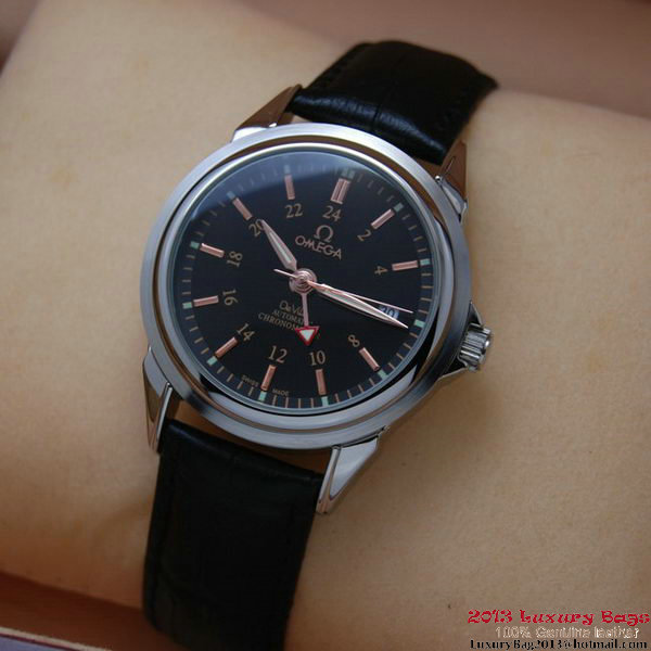 OMEGA DE VILLE Automatic Chronometer Steel on Black Leather Strap OM77205