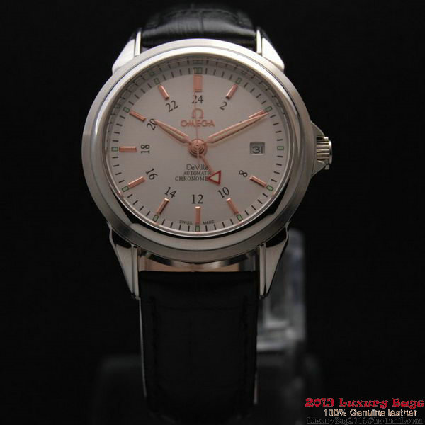 OMEGA DE VILLE Automatic Chronometer Steel on Black Leather Strap OM77217