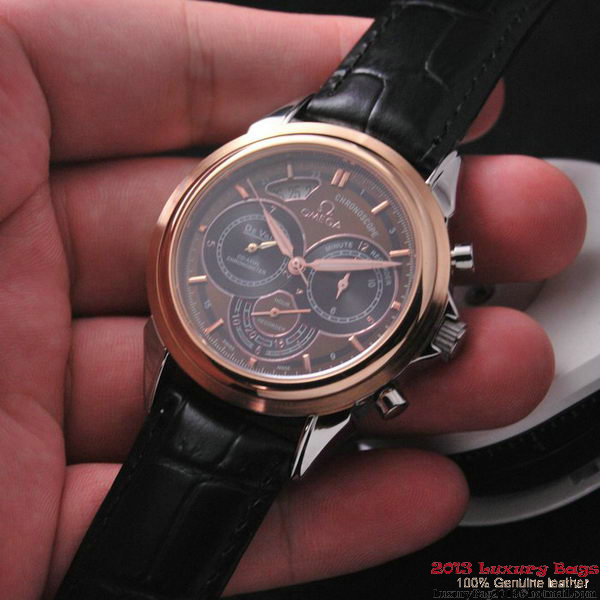 OMEGA DE VILLE CO-AXIAL CHRONOSCOPE Red Gold on Black Leather Strap OM77421