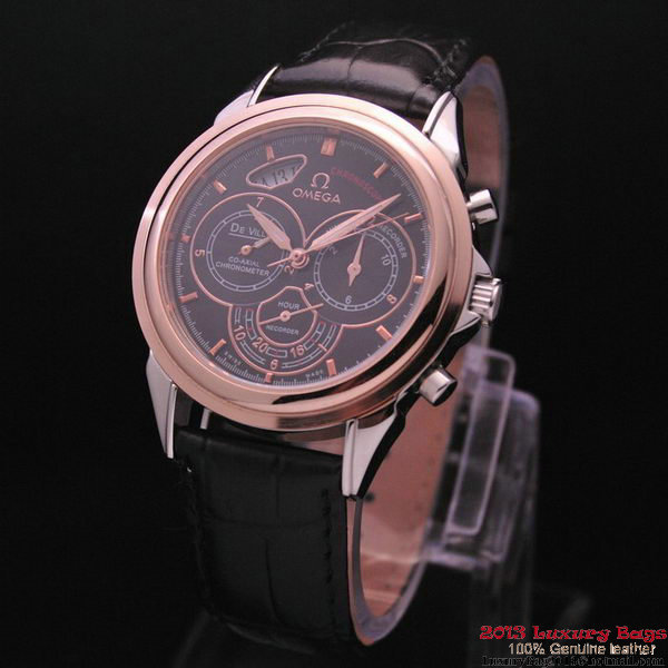 OMEGA DE VILLE CO-AXIAL CHRONOSCOPE Red Gold on Black Leather Strap OM77423