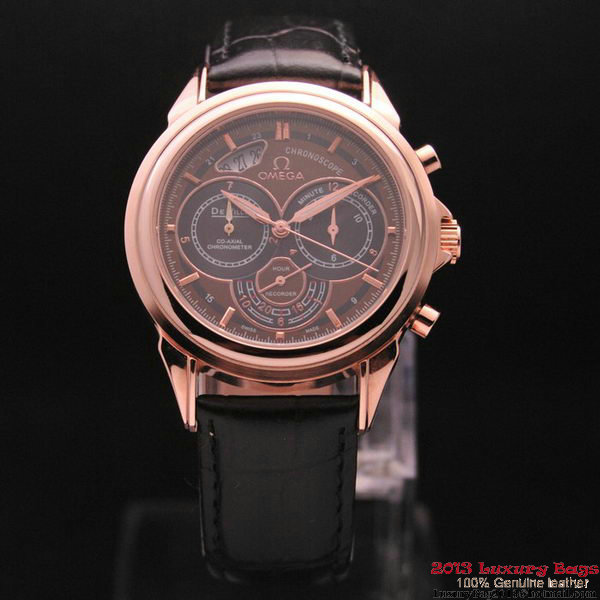 OMEGA DE VILLE CO-AXIAL CHRONOSCOPE Red Gold on Black Leather Strap OM77428