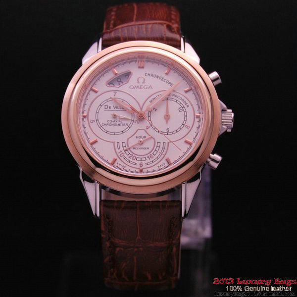 OMEGA DE VILLE CO-AXIAL CHRONOSCOPE Red Gold on Brown Leather Strap OM77418