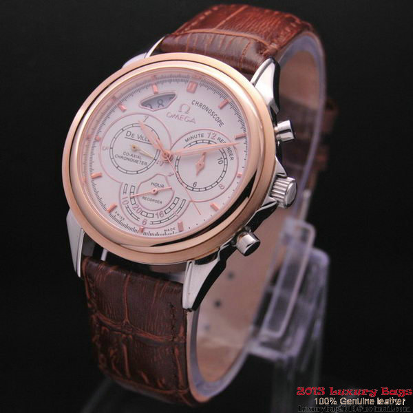 OMEGA DE VILLE CO-AXIAL CHRONOSCOPE Red Gold on Brown Leather Strap OM77418