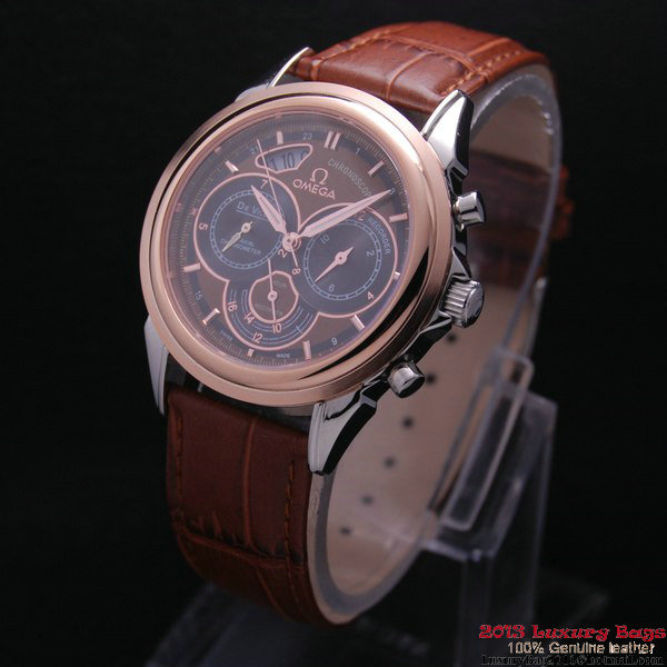 OMEGA DE VILLE CO-AXIAL CHRONOSCOPE Red Gold on Brown Leather Strap OM77420